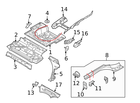 Rear Floor & Rails for 2009 Volkswagen Jetta #1