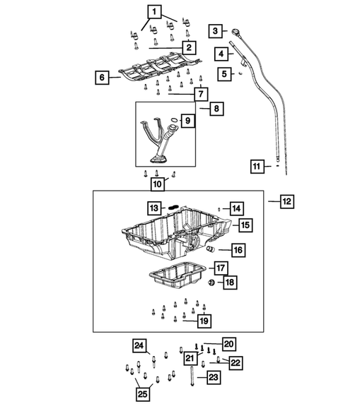 Engine Oiling, Oil Pan and Indicator (Dipstick) for 2018 Jeep Wrangler #1