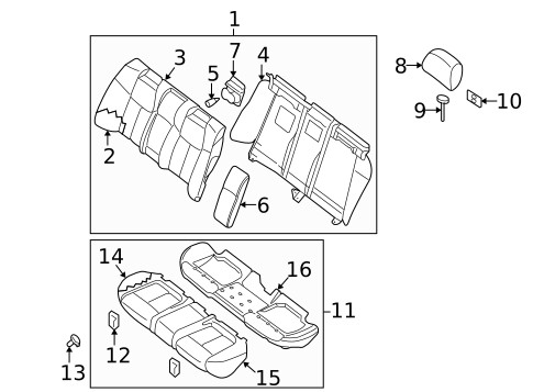 Rear Seat Components for 2014 Nissan Maxima #1