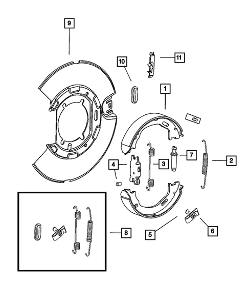 Parking Brake Lever, Cables, and Rear Disc Park Brake Assembly for 2008 Dodge Charger #1