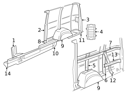 Inner Structure & Rails for 2003 Dodge Ram 2500 Van #2