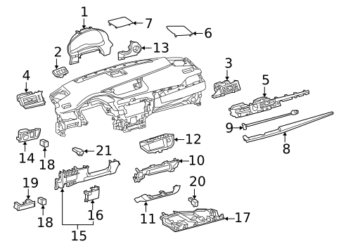 Instrument Panel Components for 2018 Lexus ES350 #0