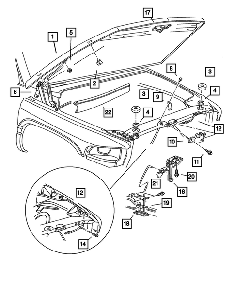 Hood & Hood Release for 2002 Dodge Ram 2500 #0
