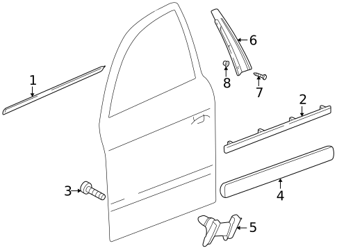 Exterior Trim - Front Door for 2001 Volkswagen Passat #1