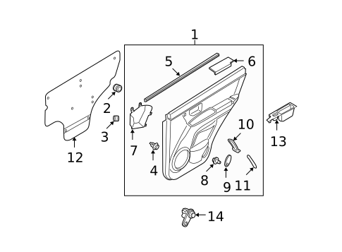 Interior Trim - Rear Door for 2009 Kia Sorento #0