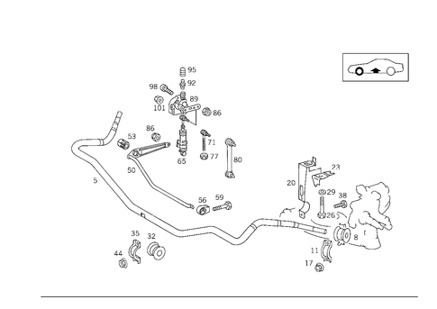 Front Torsion Bar & Height Control Valve Used with Self-Levelling Device for 1993 Mercedes-Benz 600SL #1