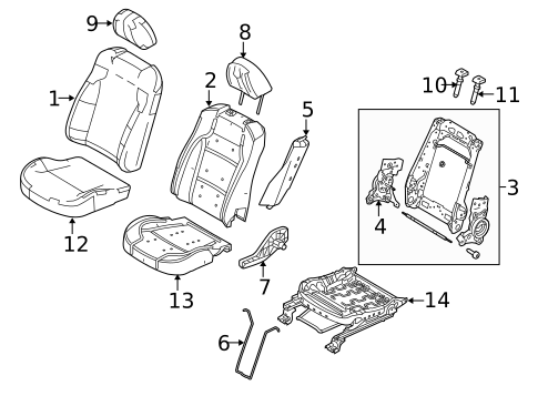 Passenger Seat Components for 2015 Ford Special Service Police Sedan #1