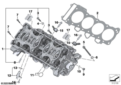 Cylinder Head with Cover for 2014 BMW-Motorrad S 1000 R #0