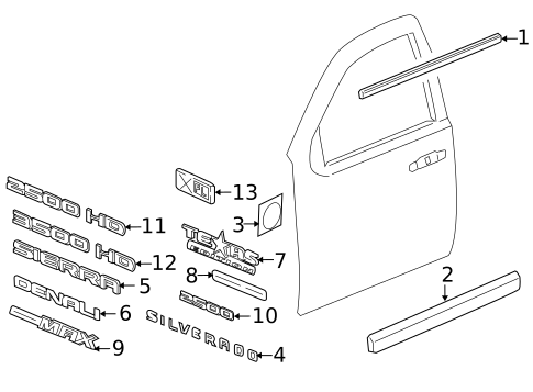 Exterior Trim - Front Door for 2009 GMC Sierra 1500 #0