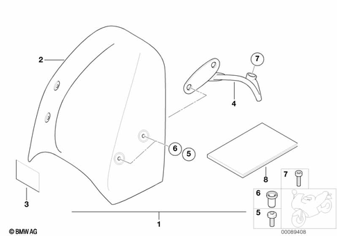 Motorcycle Trim Section, Windshield for 2004 BMW-Motorrad R 1150 R #4