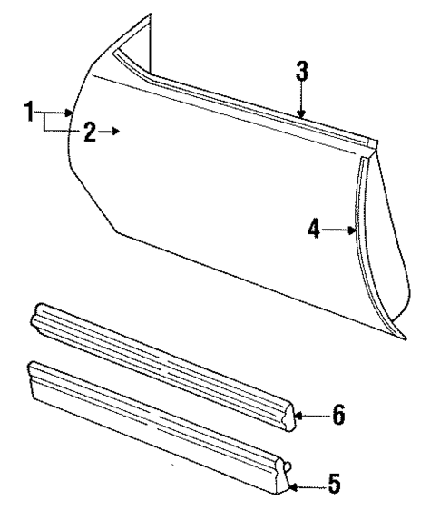 Door & Components for 1993 Chevrolet Cavalier #1