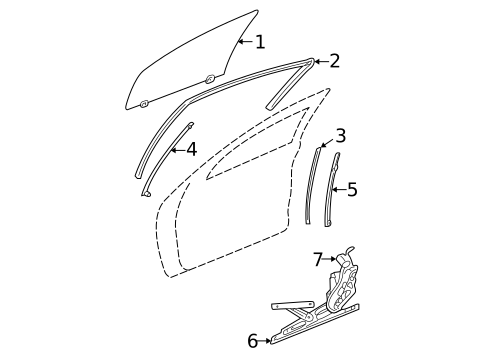 Glass - Front Door for 2002 Dodge Stratus #0