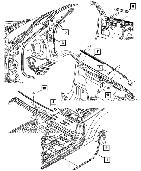 Body Structure Welds, Weatherstrips, Seals, Sealers and Adhesives for 2008 Chrysler PT Cruiser #1