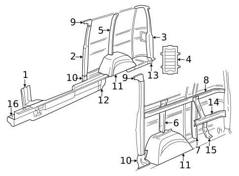 Inner Structure & Rails for 1994 Dodge B150 #0