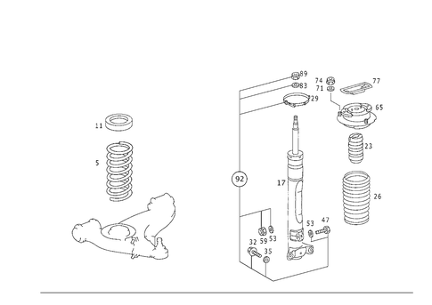 Springs and Suspension, Front for 1993 Mercedes-Benz 400E #1
