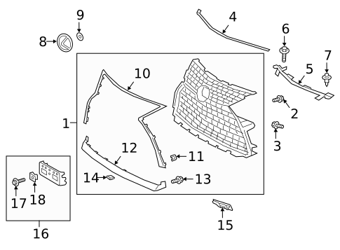 Grille & Components for 2022 Lexus RX450h #2