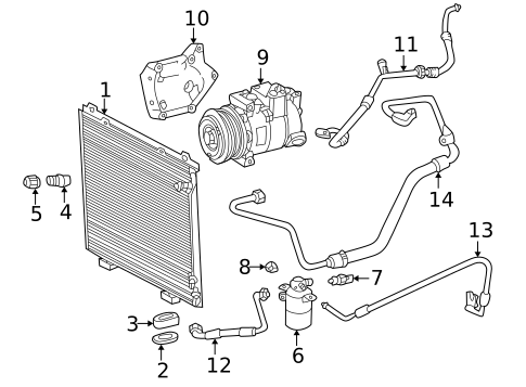 Condenser, Compressor & Lines for 2001 Mercedes-Benz E55 AMG #0