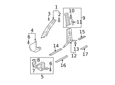 Interior Trim - Pillars for 2009 Kia Sorento #0