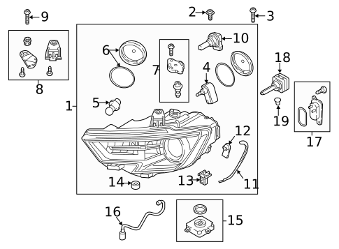 Headlamp Components for 2018 Audi A3 Quattro #3