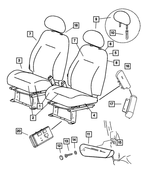 Front Seats and Attaching Parts for 2005 Chrysler PT Cruiser #2
