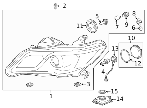 Headlamp Components for 2013 Acura RDX #1