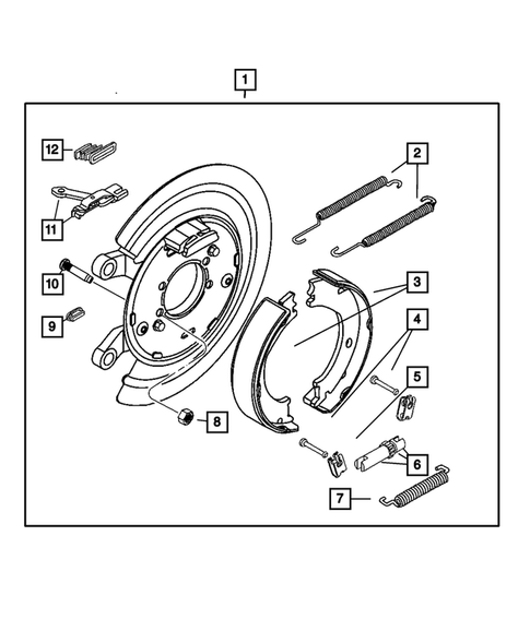 Parking Brake Lever, Cables, and Rear Disc Park Brake Assembly for 2008 Dodge Ram 1500 #1