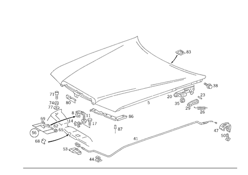 Engine Hood for 1986 Mercedes-Benz 300E #2