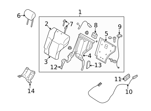 Rear Seat Components for 2013 INFINITI FX37 #1