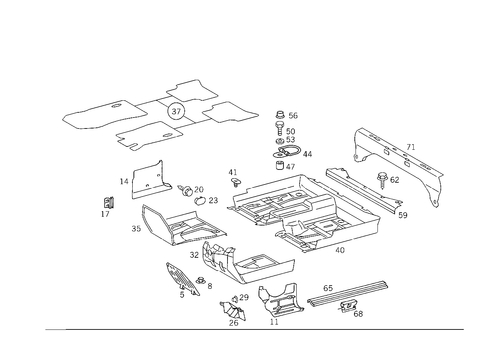 Front Panel Pillar Panelling, Lining on Floor and Footrest for 2000 Mercedes-Benz CLK430 #1
