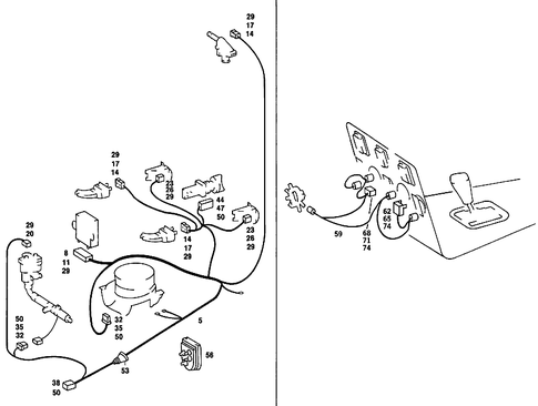Addit. Cable Harness for Air Condit. , Auto. Air Condit. , Heatg. Control Lightg for 1984 Mercedes-Benz 380SE #0
