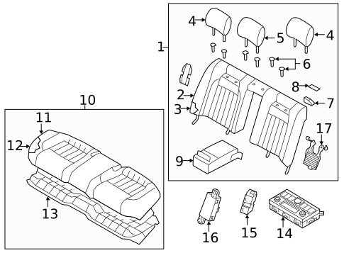 Rear Seat Components for 2015 Kia K900 #2