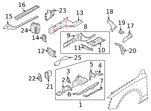Structural Components & Rails for 2010 Audi A5 Quattro #1