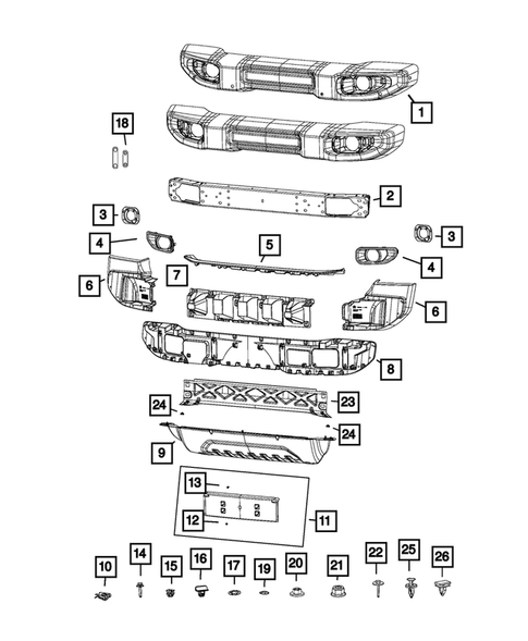 Front Bumper and Fascia for 2019 Jeep Wrangler #3