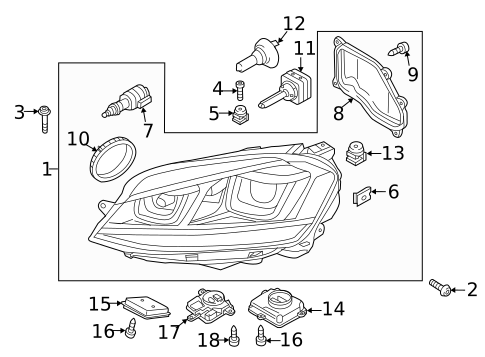 Headlamp Components for 2016 Volkswagen Golf R #1