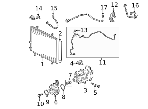 Condenser, Compressor & Lines for 2011 Lexus ES350 #0