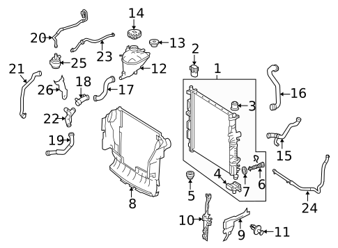 Radiator & Components for 1993 Mercedes-Benz 600 SEC #1