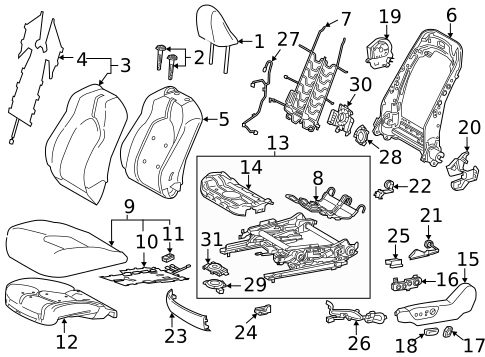 Driver Seat Components for 2020 Toyota Camry #0