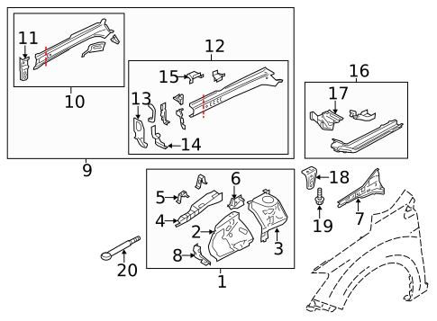 Structural Components & Rails for 2012 Subaru Impreza #0
