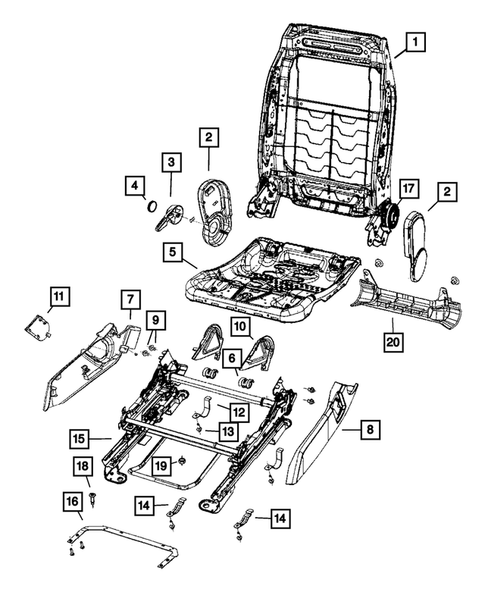Front Seats - Adjusters, Recliners, Shields and Risers for 2009 Jeep Patriot #1