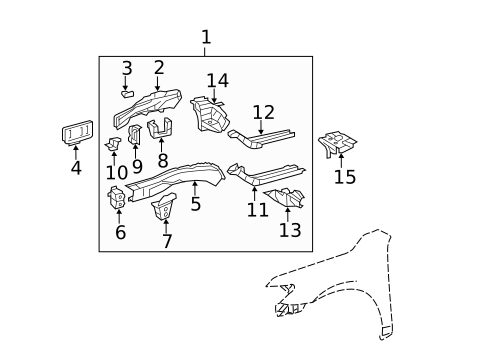 Structural Components & Rails for 2011 Toyota Camry #1
