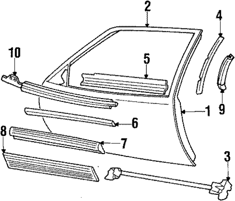 Exterior Trim - Front Door for 1995 Oldsmobile Cutlass Supreme #0