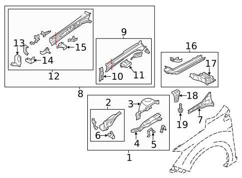 Structural Components & Rails for 2012 Subaru Impreza #1