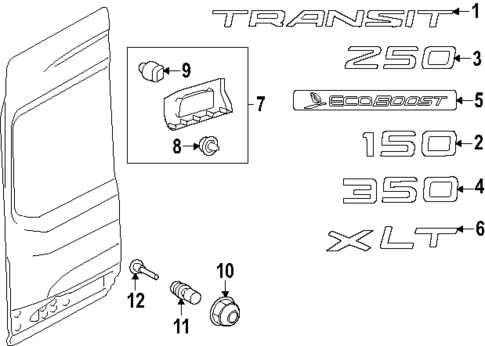 Exterior Trim - Back Door for 2024 Ford Transit-350 #1
