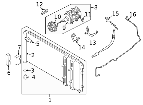 Condenser, Compressor & Lines for 2003 INFINITI M45 #0