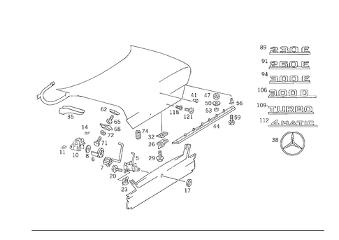 Rear Lid Latch-Type Lock, Rear Lid Attachment Parts for 1988 Mercedes-Benz 300E #4