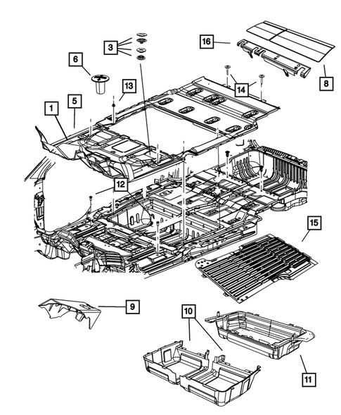 Carpets, Floor Mats, Load Floor and Silencers for 2014 Dodge Grand Caravan #0