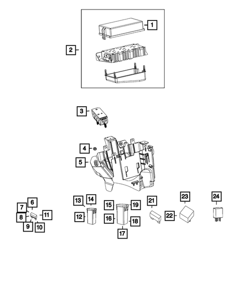 Power Distribution Center, Fuse Block, Junction Block, Relays and Fuses for 2017 Dodge Durango #0