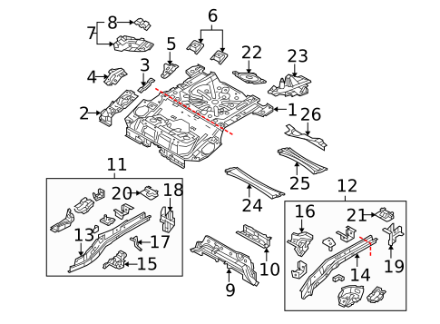 Rear Floor & Rails for 2011 Mazda 3 #0