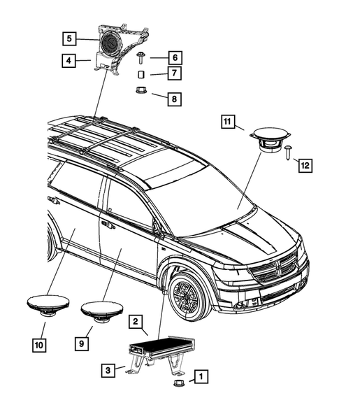 Radio, Antenna, Speakers, DVD, and Video systems for 2011 Dodge Journey #0