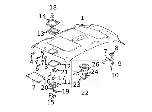 Interior Trim - Roof for 2005 Chevrolet Malibu #0